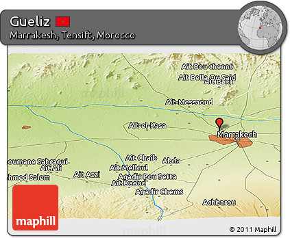 Physical Panoramic Map of Gueliz