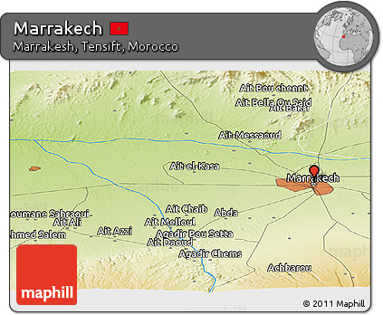 Physical Panoramic Map of Marrakech