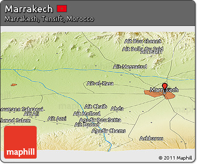 Physical Panoramic Map of Marrakech