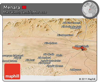 Satellite Panoramic Map of Menara