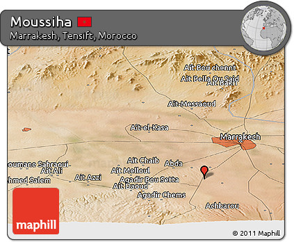 Satellite Panoramic Map of Moussiha