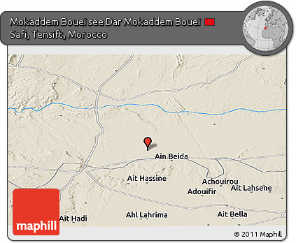Shaded Relief Panoramic Map of Mokaddem Boueï See Dar Mokaddem Boueï