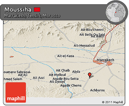 Shaded Relief Panoramic Map of Moussiha