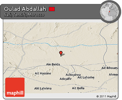 Shaded Relief Panoramic Map of Oulad Abdallah