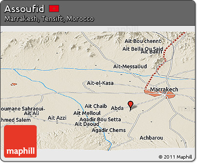 Shaded Relief Panoramic Map of Assoufid