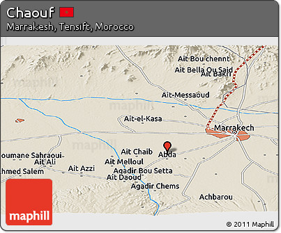 Shaded Relief Panoramic Map of Chaouf
