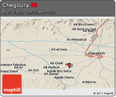 Shaded Relief Panoramic Map of Chegoura