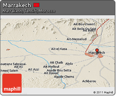 Shaded Relief Panoramic Map of Marrakech