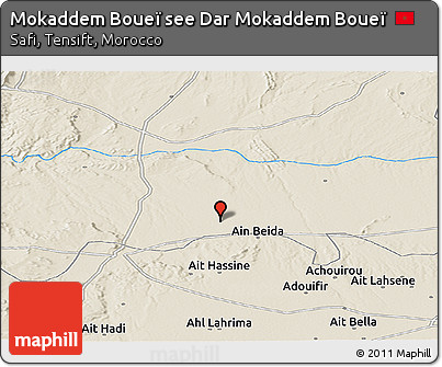 Shaded Relief Panoramic Map of Mokaddem Boueï See Dar Mokaddem Boueï