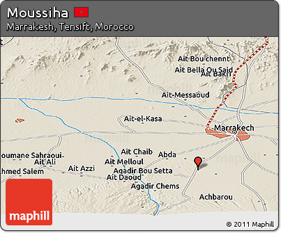 Shaded Relief Panoramic Map of Moussiha