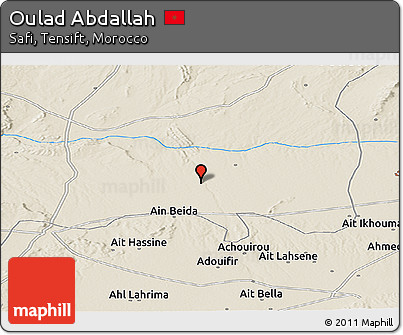 Shaded Relief Panoramic Map of Oulad Abdallah