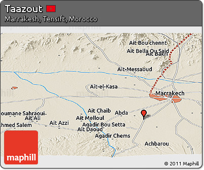 Shaded Relief Panoramic Map of Taazout