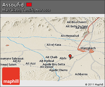 Shaded Relief Panoramic Map of Assoufid