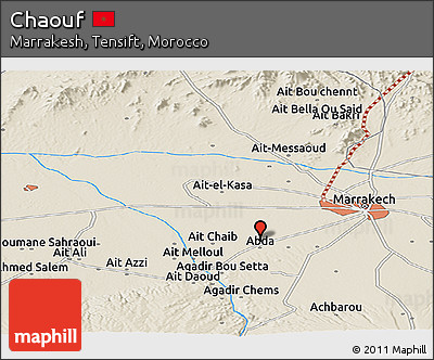 Shaded Relief Panoramic Map of Chaouf