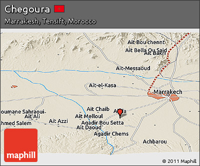 Shaded Relief Panoramic Map of Chegoura