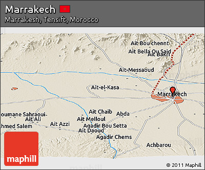 Shaded Relief Panoramic Map of Marrakech