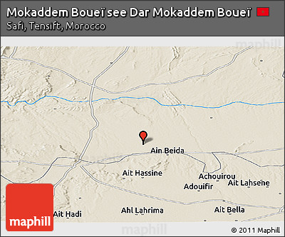 Shaded Relief Panoramic Map of Mokaddem Boueï See Dar Mokaddem Boueï