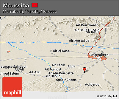 Shaded Relief Panoramic Map of Moussiha