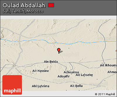 Shaded Relief Panoramic Map of Oulad Abdallah