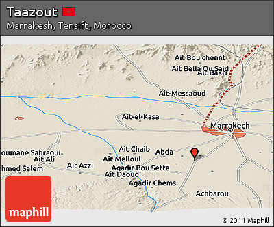 Shaded Relief Panoramic Map of Taazout