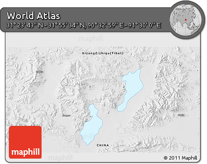 Physical 3D Map of the Area around 31° 39' 38" N, 91° 1' 30" E