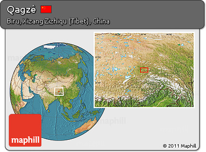 Satellite Location Map of Qagzê