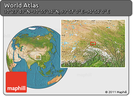 Satellite Location Map of the Area around 31° 39' 38" N, 94° 25' 30" E