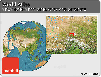 Satellite Location Map of the Area around 31° 39' 38" N, 94° 25' 30" E