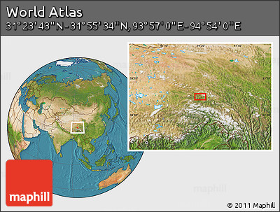 Satellite Location Map of the Area around 31° 39' 38" N, 94° 25' 30" E