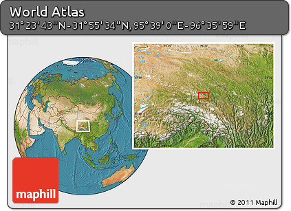 Satellite Location Map of the Area around 31° 39' 38" N, 96° 7' 30" E