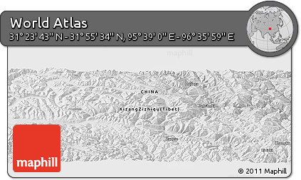 Physical Panoramic Map of the Area around 31° 39' 38" N, 96° 7' 30" E