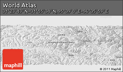 Physical Panoramic Map of the Area around 31° 39' 38" N, 96° 7' 30" E