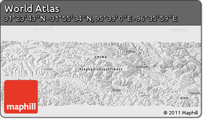Physical Panoramic Map of the Area around 31° 39' 38" N, 96° 7' 30" E