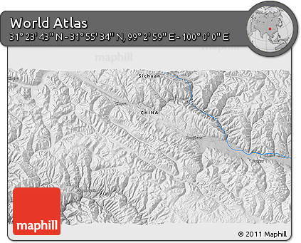 Physical 3D Map of the Area around 31° 39' 38" N, 99° 31' 30" E