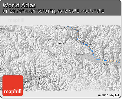 Physical 3D Map of the Area around 31° 39' 38" N, 99° 31' 30" E