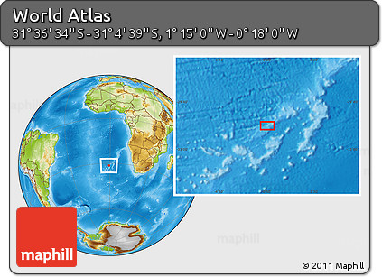 Physical Location Map of the Area around 31° 20' 36" S, 0° 46' 30" W