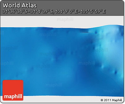 Physical 3D Map of the Area around 31° 20' 36" S, 104° 37' 30" E
