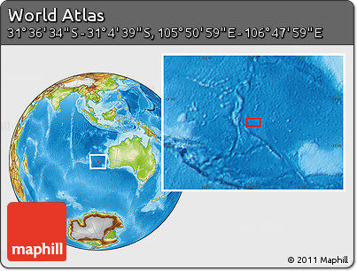 Physical Location Map of the Area around 31° 20' 36" S, 106° 19' 29" E