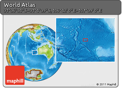 Physical Location Map of the Area around 31° 20' 36" S, 107° 10' 30" E