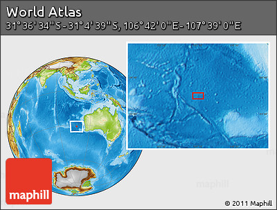 Physical Location Map of the Area around 31° 20' 36" S, 107° 10' 30" E