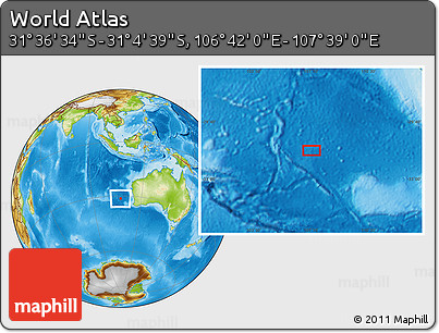 Physical Location Map of the Area around 31° 20' 36" S, 107° 10' 30" E