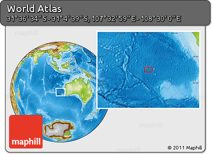 Physical Location Map of the Area around 31° 20' 36" S, 108° 1' 30" E