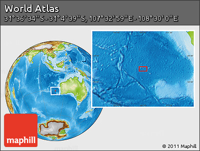 Physical Location Map of the Area around 31° 20' 36" S, 108° 1' 30" E