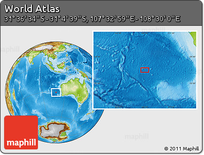 Physical Location Map of the Area around 31° 20' 36" S, 108° 1' 30" E
