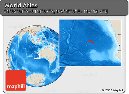 Shaded Relief Location Map of the Area around 31° 20' 36" S, 109° 43' 29" E