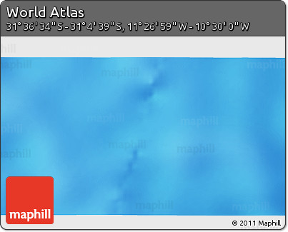 Physical 3D Map of the Area around 31° 20' 36" S, 10° 58' 29" W