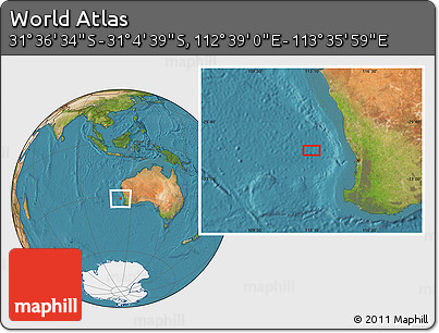 Satellite Location Map of the Area around 31° 20' 36" S, 113° 7' 30" E