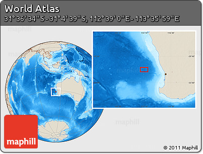 Shaded Relief Location Map of the Area around 31° 20' 36" S, 113° 7' 30" E