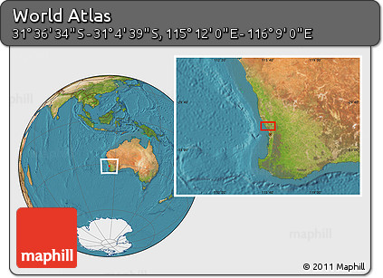 Satellite Location Map of the Area around 31° 20' 36" S, 115° 40' 30" E