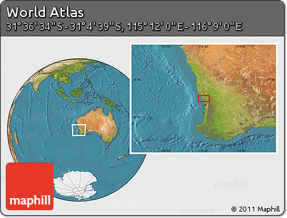 Satellite Location Map of the Area around 31° 20' 36" S, 115° 40' 30" E